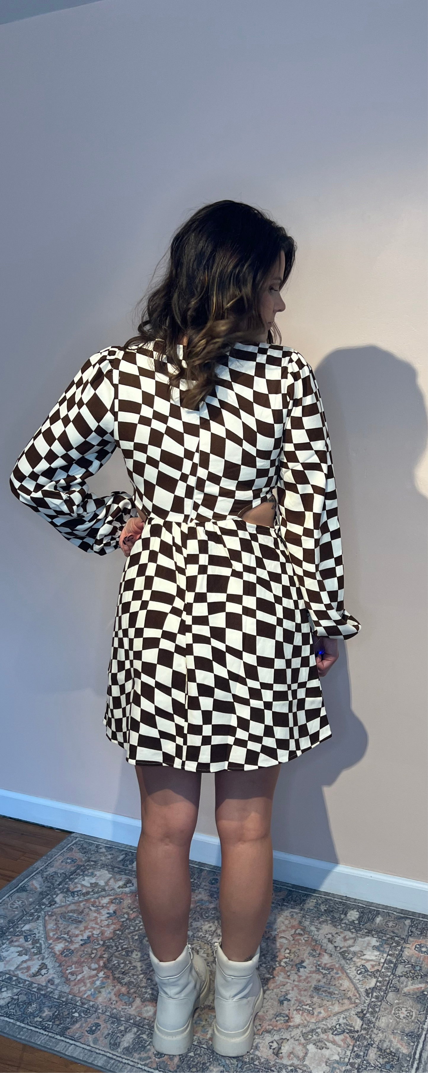 Checkerboard mini dress