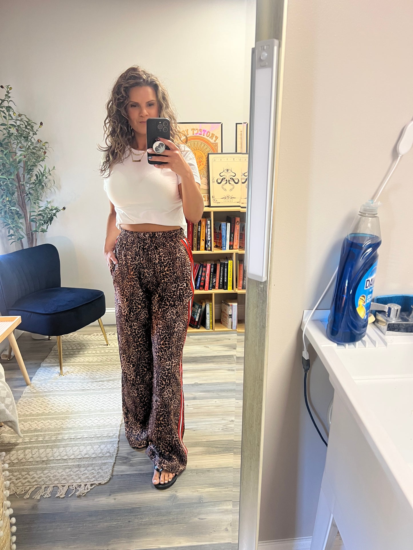 Cheetah track pants