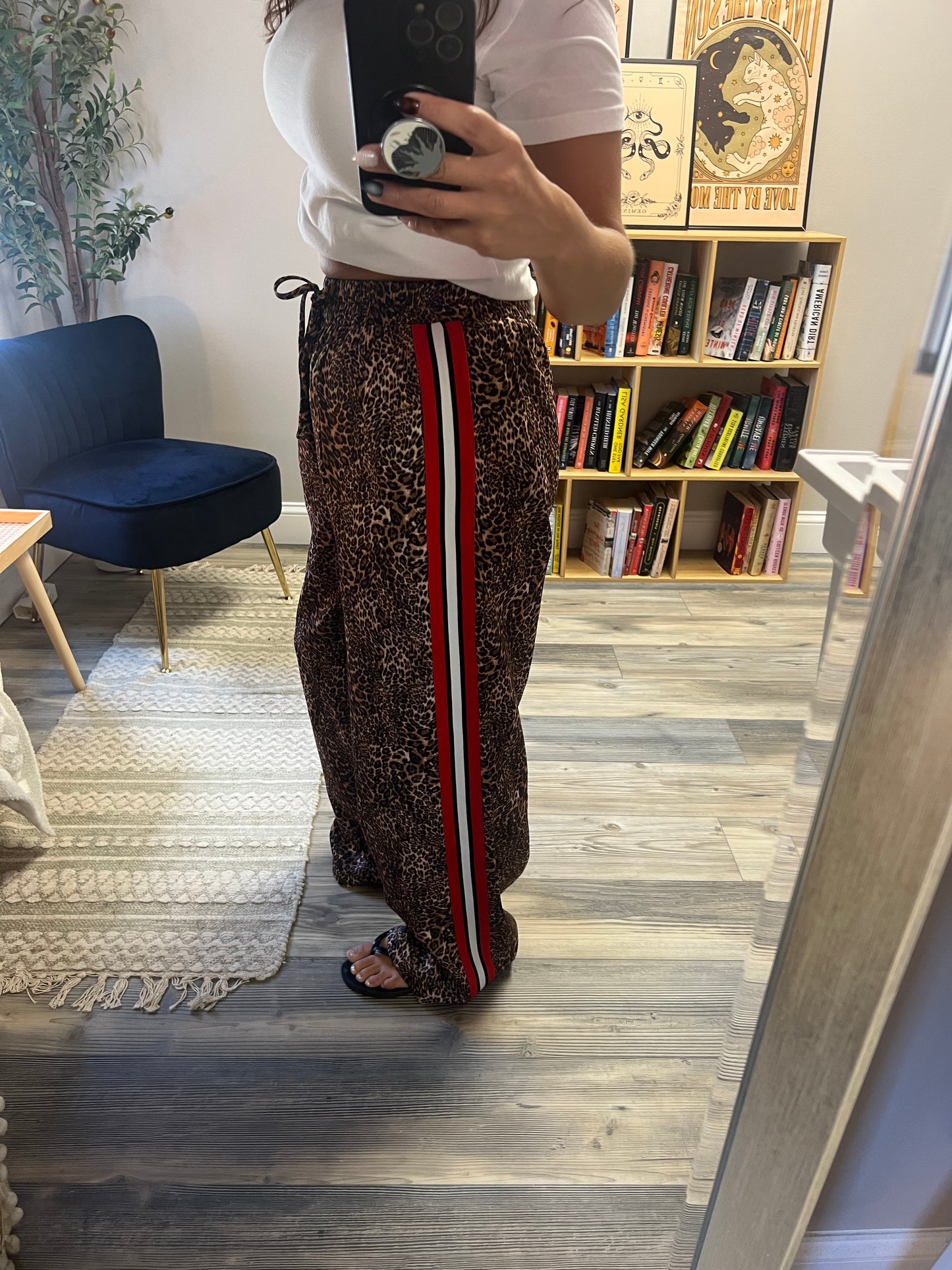 Cheetah track pants