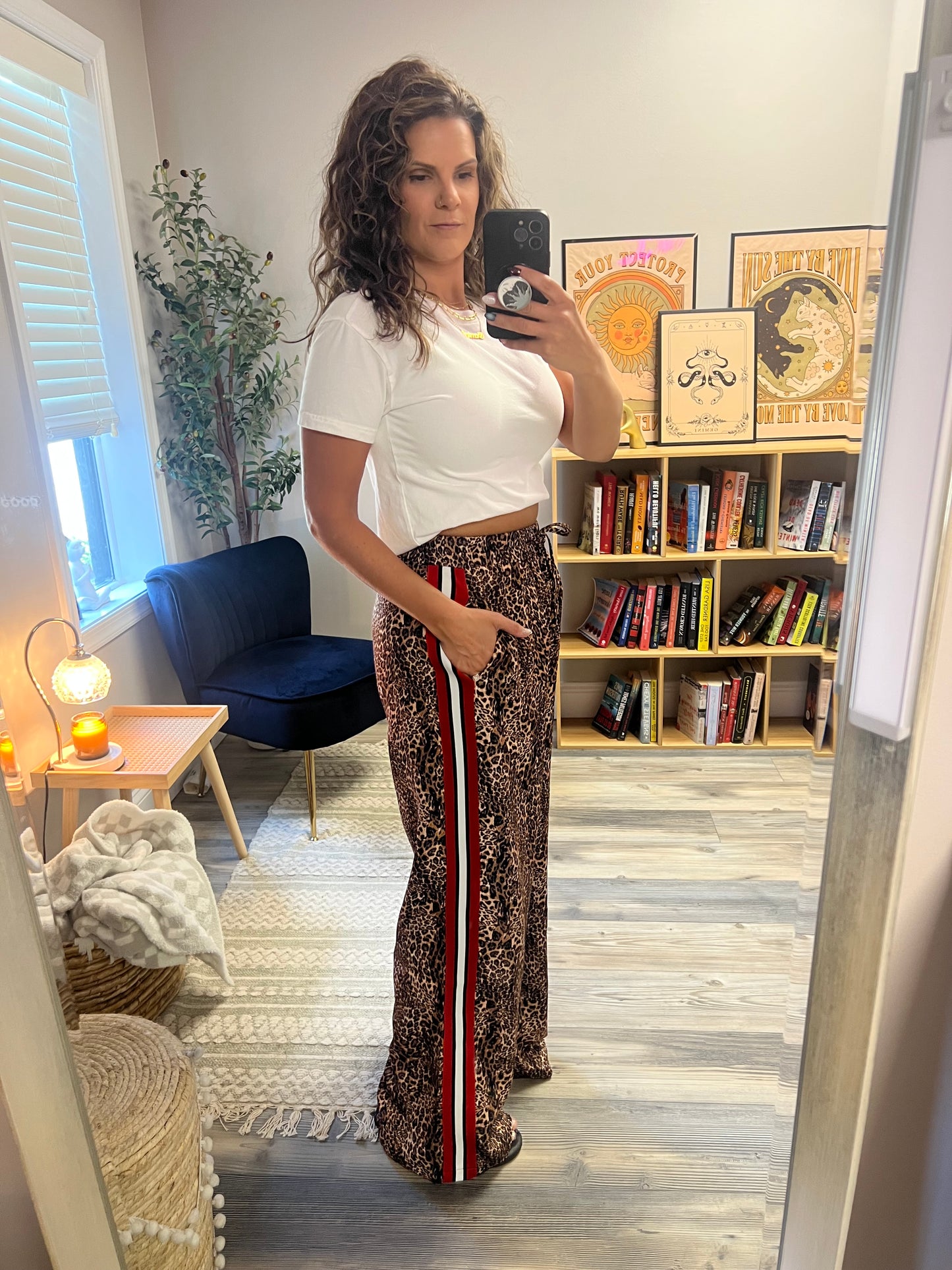 Cheetah track pants